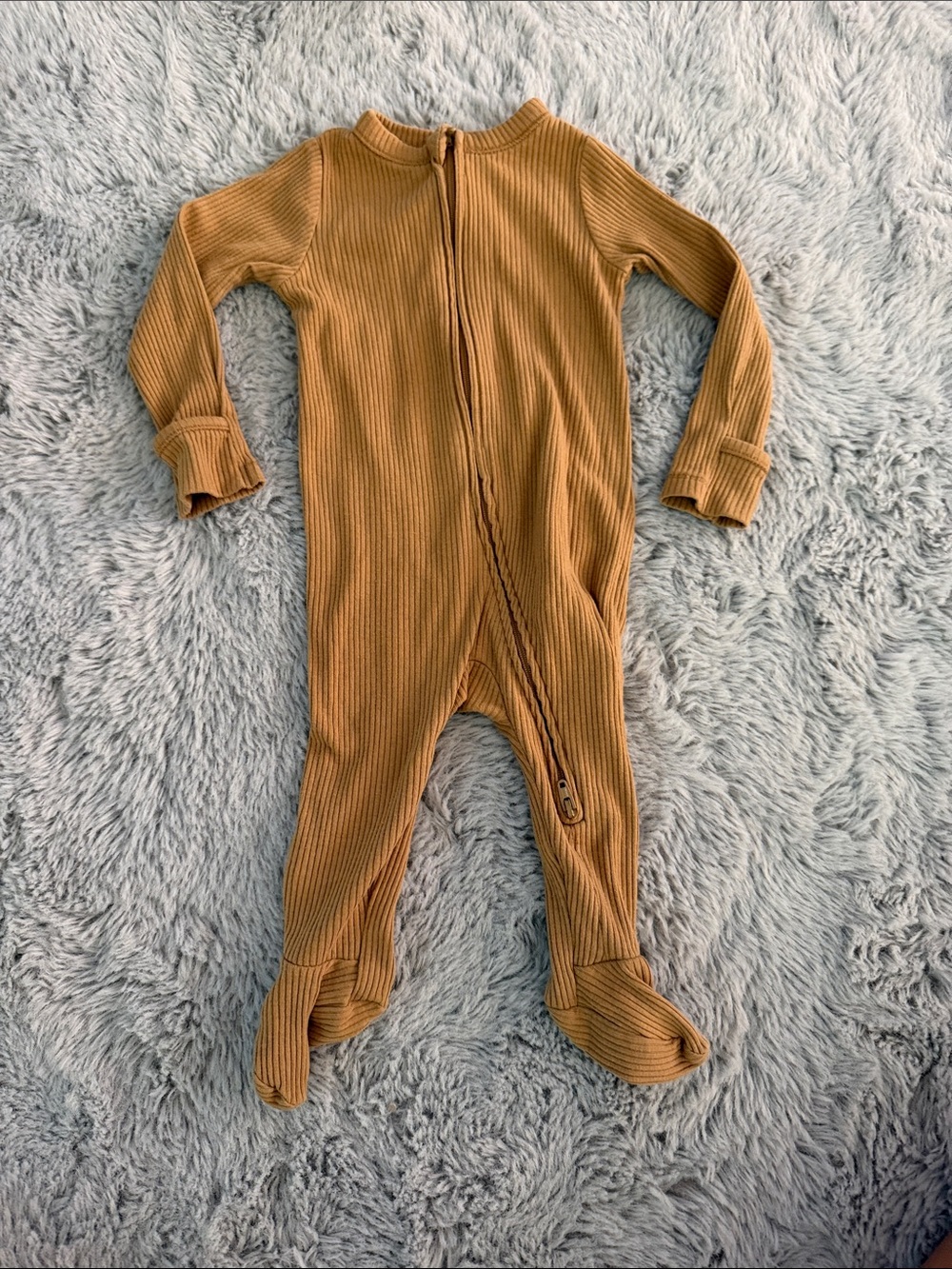 Old Navy Ribbed Footed One-Piece in Tan